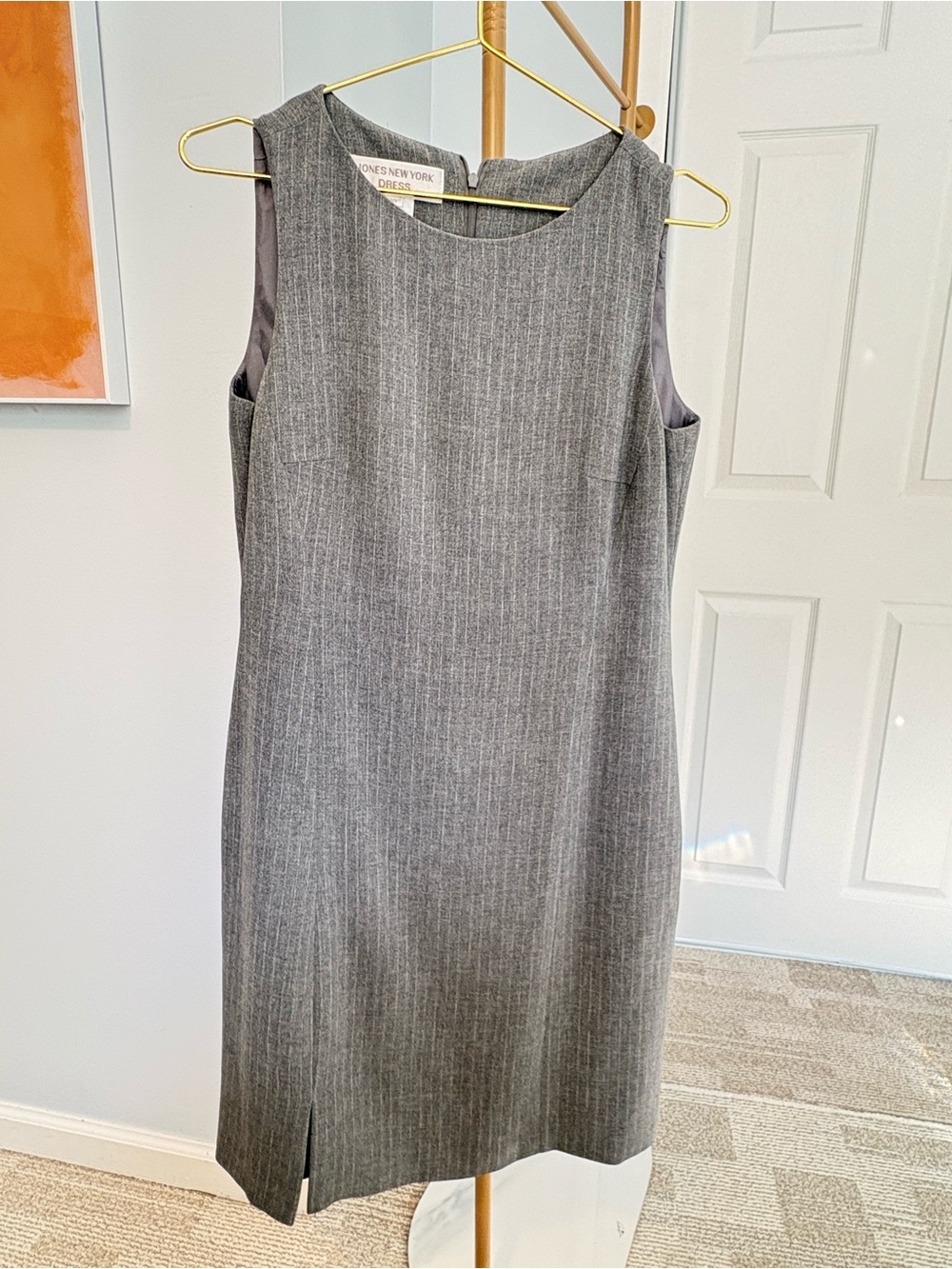 Jones New York Sleeveless Gray Sheath Dress with Blazer